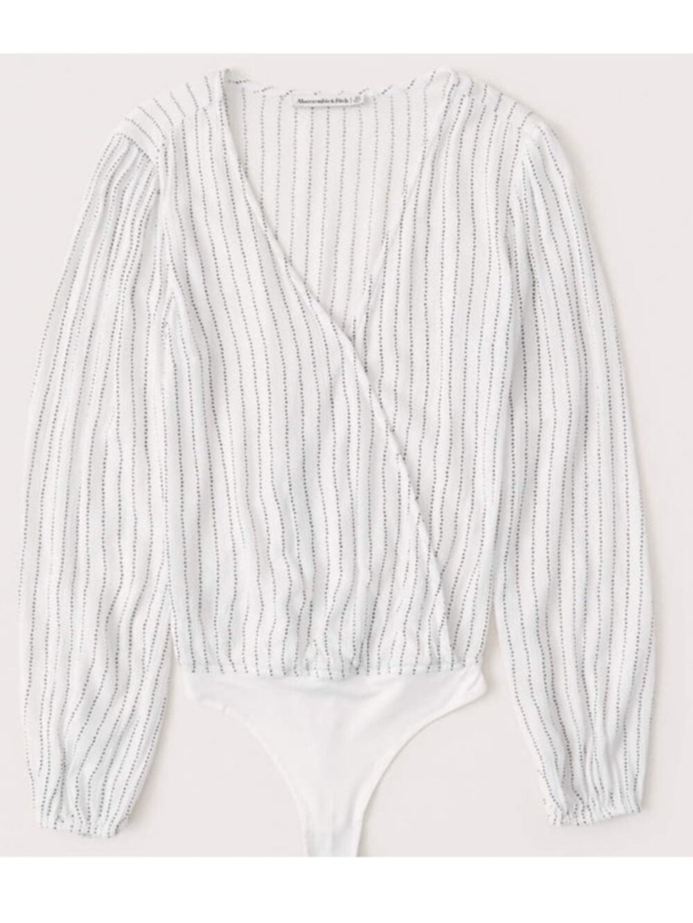 Abercrombie White and Black Striped Wrap Front Bodysuit